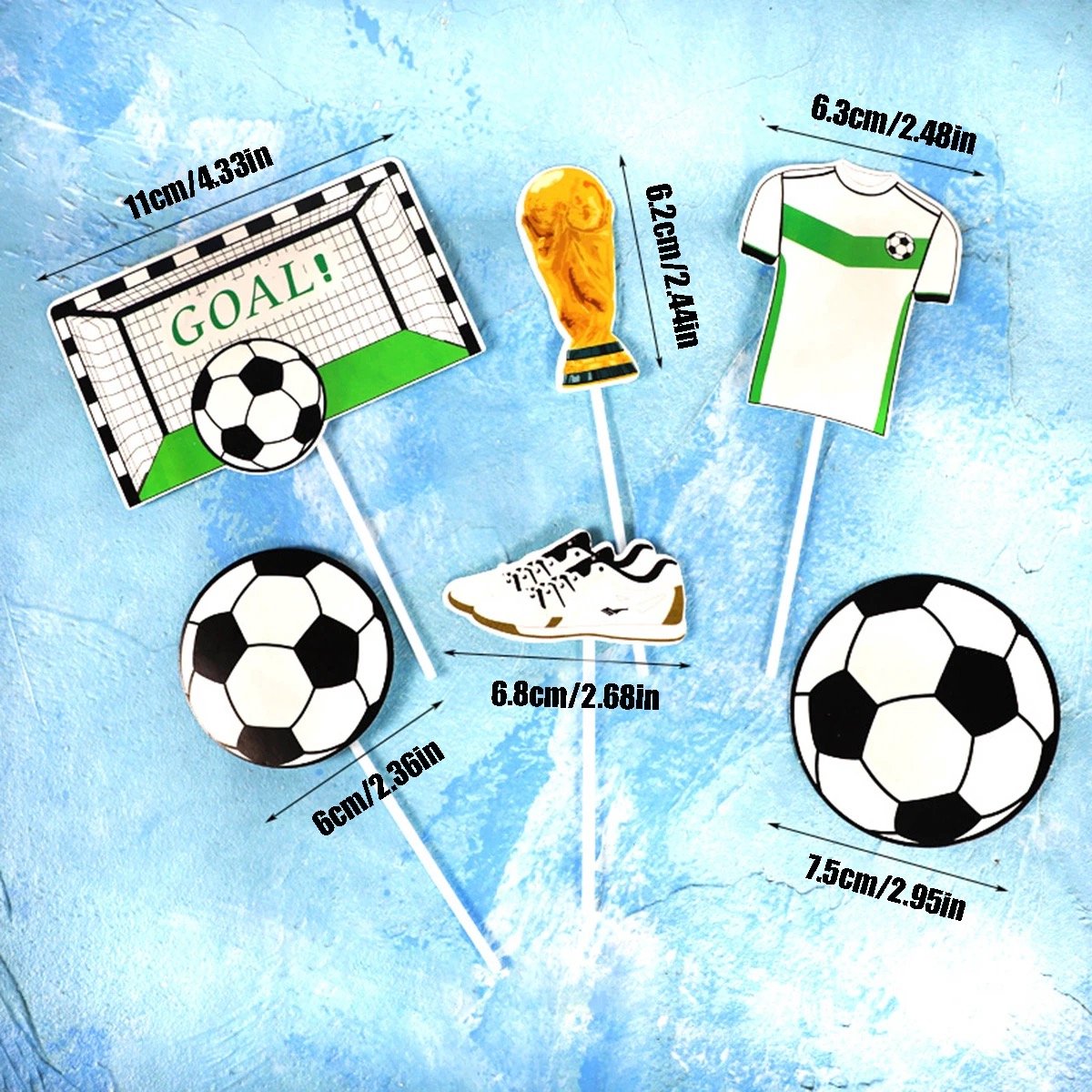 Voetbal Taart Topper - 6 Stuks Happy Birthday - Voetbalschoen - Wereldbeker - Bal - Taart Versiering - Verjaardag Versiering - Taart Decoratie - Kinderfeestje - Toppers - Taarttopper - Cake Topper - Voor Jongens en Meisjes - Sport